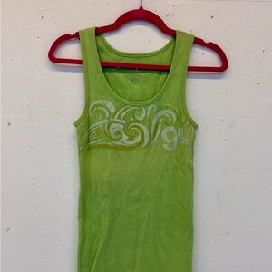 old navy lime green tank top with swirl details